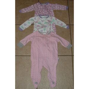 Girls Sz 3-6 Months Footed 3 Pc Soft Cotton Snug Fitting Lounge Pajama Sleepers